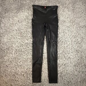 Spanx Faux Leather‎ Leggings Women's M Black Skinny Stretch Shaping Athleisure
